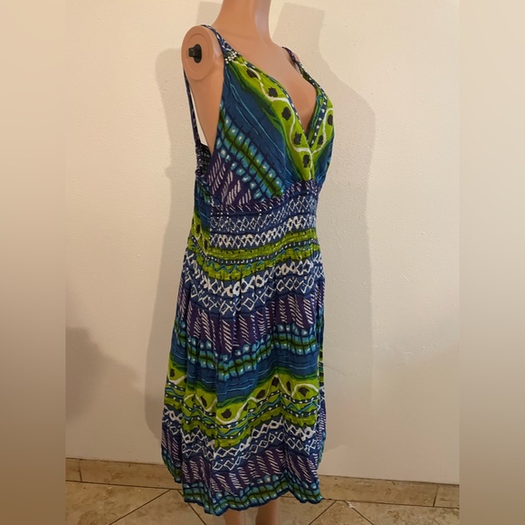 Casse’s Maxi Dress with Smocked front and back and V Neck Front Embellishments - Picture 12 of 17